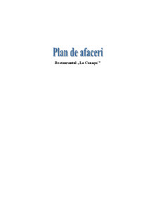 Plan de Afaceri - Restaurantul La Conasu - Pagina 1
