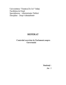 Controlul Exercitat de Parlament asupra Guvernului - Pagina 1