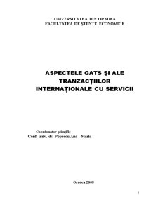 Aspectele GATS și ale Tranzacțiilor Internaționale cu Servicii - Pagina 1