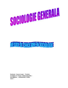Metode de Cercetare în Sociologie - Pagina 1