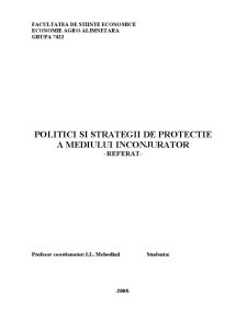 Politici și strategii de protecție a mediului înconjurător - Pagina 1
