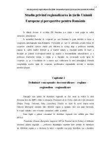 Studiu privind Regionalizarea in Statele Uniunii Europene si Perspective pentru Romania - Pagina 2