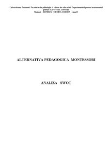 Alternativă pedagogică Montessori - analiza SWOT - Pagina 1
