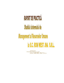 Raport de Practica in Managementul Resurselor Umane la SC Rom West Jna  SRL - Pagina 1