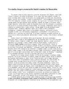 Un Studiu despre Avatarurile Limbii Române în Basarabia - Pagina 1
