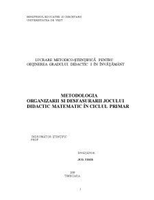 Metodologia Organizarii și Desfasurarii Jocului Didactic Matematic în Ciclul Primar - Pagina 1