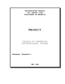 Proiect la calculul și construcția autovehiculelor rutiere - Pagina 1
