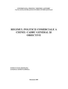 Regimul Politicii Comerciale a Chinei - Pagina 1