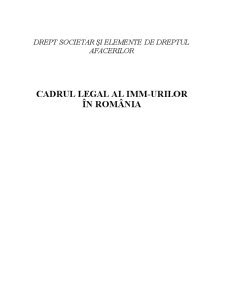 Cadrul Legal al IMM-urilor în România - Pagina 1