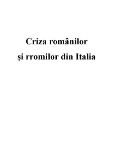 Criza Românilor și Rromilor din Italia - Pagina 1