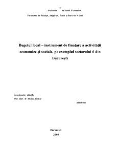 Bugetul local - instrument de finanțare a activității economice și sociale, exemplul Sectorului 6 - Pagina 1