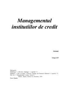 Managementul instituțiilor de credit - Pagina 1