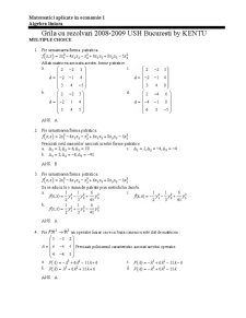 Grilă rezolvată 2008-2009 matematici aplicate în economie 1 - Pagina 1