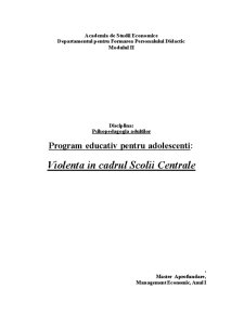 Program educativ pentru adolescenți - violența în cadrul școlii centrale - Pagina 1