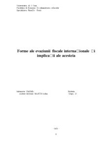 Forme ale Evaziunii Fiscale Internaționale și Implicații ale Acesteia - Pagina 1
