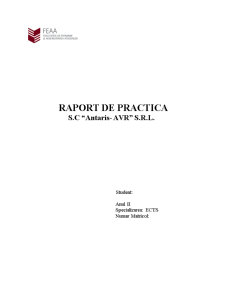 Raport de practică la SC Antaris-AVR SRL - Pagina 1