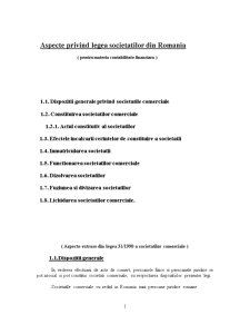 Aspecte privind legea societăților din România - Pagina 1