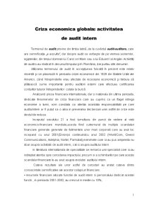 Criza economică globală - activitatea de audit intern - Pagina 1