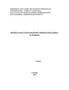 Stadiul Actual al Descentralizării Administrației Publice în România - Pagina 1
