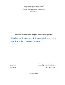 Studierea Transportării Energiei Electrice prin Linie de Curent Continuu - Pagina 1