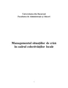 Managementul Situațiilor de Criză în Cadrul Colectiviăților Locale - Pagina 1