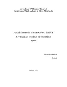Modelul Numeric al Transportului Ionic în Electrodializa Continuă și Discontinuă - Pagina 1