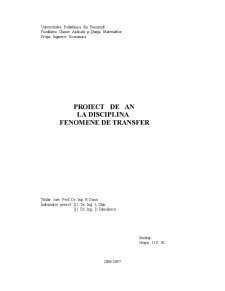Proiect Fenomene de Transfer - Amestec Binar Benzen - Toluen - Pagina 1