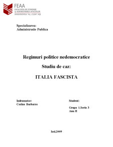 Regimuri politice nedemocratice - studiu de caz - Italia fascistă - Pagina 1