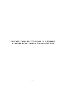 Contabilitatea decontărilor cu furnizorii și clienții la SC Siemens VDO România SRL - Pagina 1