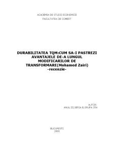 Recenzie - Durabilitatea TQM - cum să-i păstrezi avantajele de-a lungul modificărilor de transformare (Mohamed Zairi) - Pagina 1