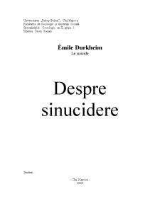 Recenzie - Despre Sinucidere de Emile Durkheim - Pagina 1