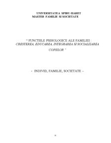 Funcțiile psihologice ale familiei - Pagina 1