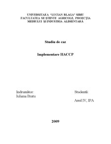 Studiu de Caz - Implementare HACCP - Pagina 1