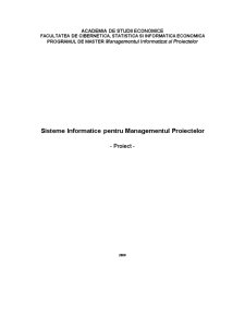 Sisteme Informatice pentru Managementul Proiectelor - Pagina 1