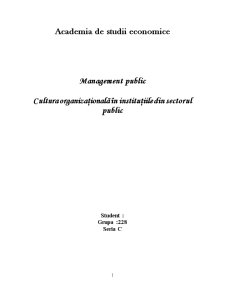 Cultura Organizațională în Instituțiile din Sectorul Public - Pagina 1