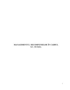 Managementul Recompenselor în Cadrul SC XS SRL - Pagina 1