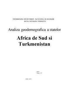 Analiza geodemografic[ a statelor Turkmenistan și Africa de Sud - Pagina 1