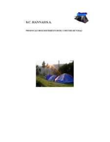 SC Hannah SA producător și distribuitor de corturi de voiaj - Pagina 1