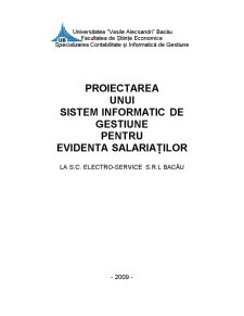 Proiectarea unui Sistem Informatic de Gestiune Pentru Evidenta Salariaților - Pagina 1