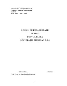 Studiu de fezabilitate pentru dezvoltarea societății Mureșan SRL - Pagina 1