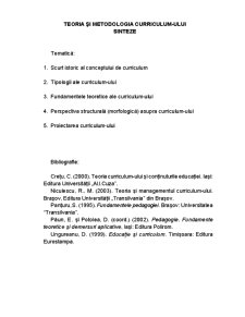 Teoria și Metodologia Curriculum-ului - Pagina 1
