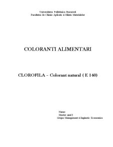 Clorofila - colorant natural E 140 - Pagina 1