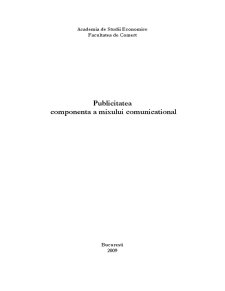 Publicitatea, componentă a mixului comunicațional - Pagina 1