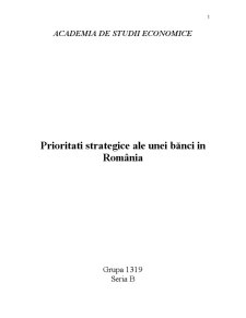 Prioritati Strategice ale unei Bănci în România - Pagina 1