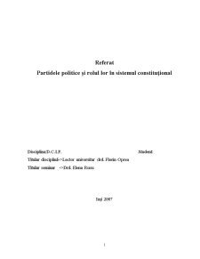 Partidele Politice și Rolul Lor în Sistemul Constituțional - Pagina 1
