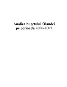 Analiza Bugetului Olandei pe Perioada 2000-2007 - Pagina 1
