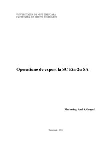 Relații economice internaționale la firma ETA-2U - Pagina 1