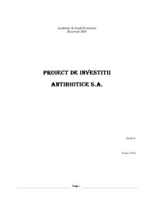 Proiect de investiții - SC Antibiotice SA - Pagina 1