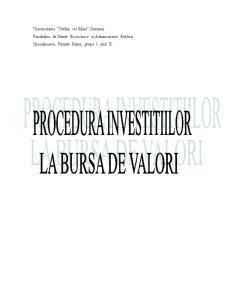 Procedura investițiilor la bursa de valori - Pagina 1