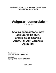 Analiză comparatorie între asigurările tip RCA oferite de companiile ARDAF și OTP Garancia Asigurări - Pagina 1